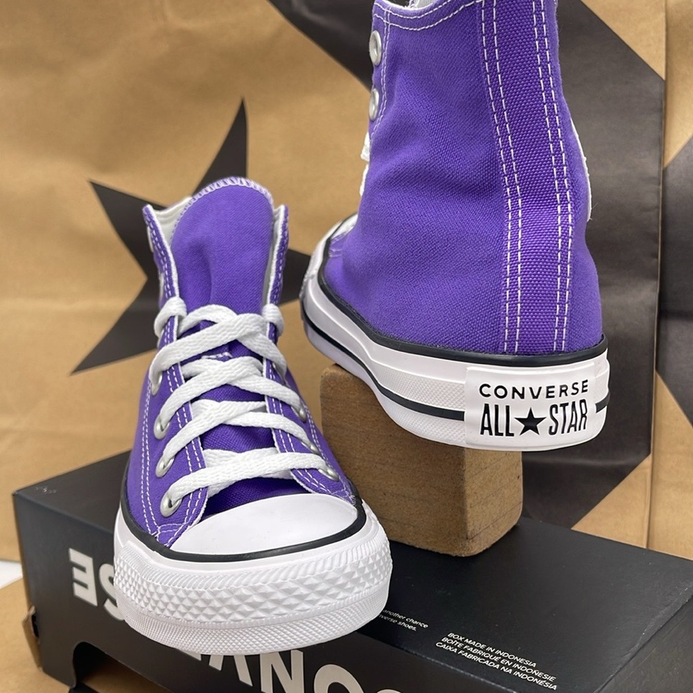 Converse WMNS All Star Purple Canvas Sneakers Hi Top Sneakers 137833F - Picture 6 of 16